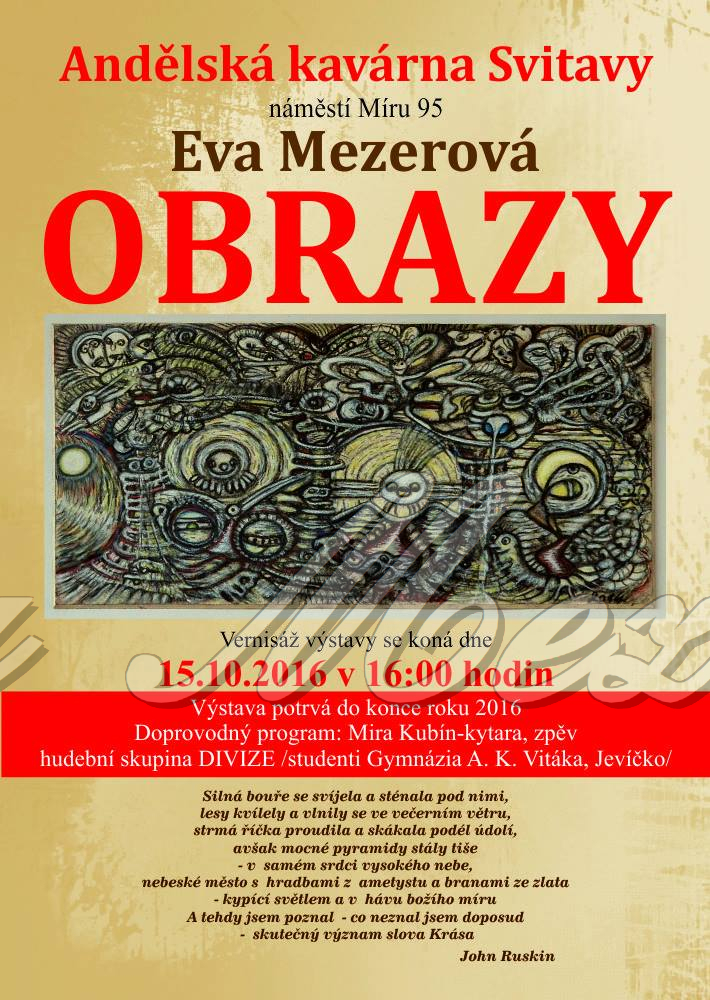 Výstava obrazů, křest sbírky poezie V obraze, Svitavy " Andělská kavárna", 2016